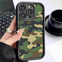 Excellente coque de téléphone portable en TPU antichoc avec motif camouflage et protection d'objectif pour iPhone 11 12 13 14 15 16 17 18 Pro Max