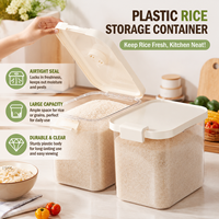 Personalized Plastic Rice Storage Container Home Use Nordic Style Kitchen Insect-Proof Moisture-Proof Sealed 20-Pound Rice