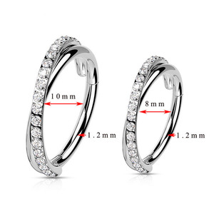 ASTM-Piercing <span class=keywords><strong>de</strong></span> titanio para el cuerpo, joyería CZ pavé, torsión lateral, 16G, transparente, PVD, oro, segmento con bisagras, pendientes, anillos para <span class=keywords><strong>la</strong></span> <span class=keywords><strong>nariz</strong></span> - Product Image 2