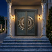 Portes d'entrée principales extérieures de sécurité modernes en acier de luxe, double antivol, résistantes au feu, pour villa, hôtel, appartement, école