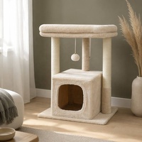 Arbre à chat moderne à 2 niveaux, écologique, avec niche, arche, poteaux à gratter en sisal et en papier, plateforme supérieure rembourrée en peluche, tour pour chat
