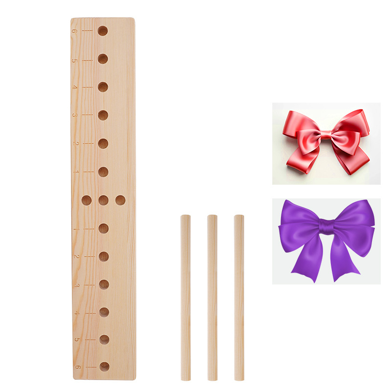 Bow Maker For Ribbons Wooden Multi Size Adjustable With Wooden Sticks For Making Bows DIY Crafts Party Decorations Oak Wood Material Sturdy And Durable Small And Portable Simple And Easy To Use