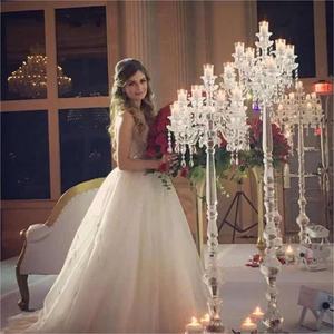 ZT-308 decorazione della tavola di nozze all'ingrosso alti portacandele di cristallo lanterne barattoli di candela eleganti centrotavola - Product Image 4