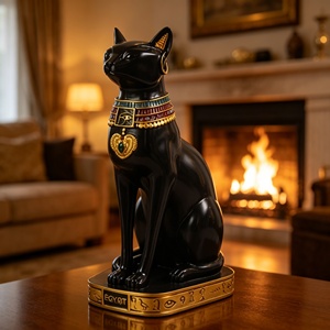 Statue de <span class=keywords><strong>chat</strong></span> artisanale de style européen, écologique, couleur personnalisée, en résine, peinte à la main, thème animal, statues d'atelier d'anime, pour la maison - Product Image 6