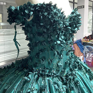 אמרלד ירוק quinceanera שמלות <span class=keywords><strong>maxi</strong></span> 3D חרוזים מעל כתף כדור כתף שמלות סטידו 15 פסנתרים מתוק lsrz29 - Product Image 3