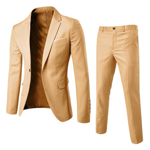 Costume décontracté pour <span class=keywords><strong>homme</strong></span> : <span class=keywords><strong>Blazer</strong></span> et pantalon, ensemble 2 pièces classique pour mariages et soirées, simple boutonnage - Product Image 6