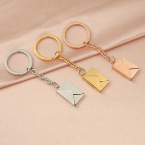 Newly Styles <b>Gift</b> <b>Envelop</b> Pendant Blank Words Custom Engraved Keychain Gold Stainless Steel Pendant <b>Envelop</b> Keychain - Product Image 4