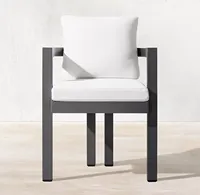 PORTOFINO Mobilier d'extérieur en aluminium de style américain Chaise à dossier en T et demi-cercles Chaise de salle à manger en aluminium fabriquée à la main avec bras