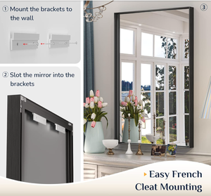 Moderner schwarzer Aluminiumlegierungs-gerahmter Badezimmers piegel 22x30 Zoll rechteckiger Wand-Kosmetik spiegel mit quadratischer Ecke für Waschbecken - Product Image 3