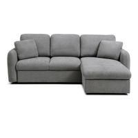 Canapé d'angle en tissu gris avec rangement, canapé-lit convertible pour salon, appartement, meubles de maison