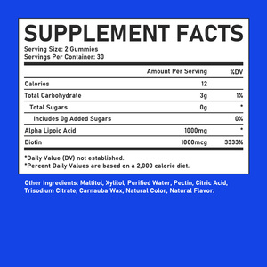 Gummies d'acide alpha-lipoïque de haute qualité avec biotine, soutien antioxydant, favorise le métabolisme énergétique et la santé de la peau, 60 compléments alimentaires - Product Image 2