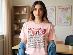 T-shirt da donna in cotone con stampa Bold Women In History, vestibilità regolare, girocollo, manica corta, casual, con messaggio femminista - Product Image 2