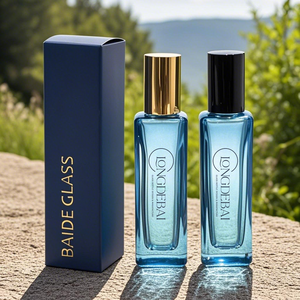 Wholesale Rectangle Perfume Glass <b>Bottle</b> Clear Empty Crimp Square Glass 30ml 50ml 100ml Blue Perfume <b>Bottle</b> with Metal Cap - Product Image 2