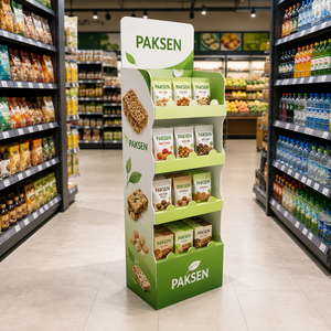 Expositor de suelo corrugado para snacks saludables, con impresión natural para paquetes de cereales y frutos secos, estantería para alimentos orgánicos de supermercado - Product Image 2
