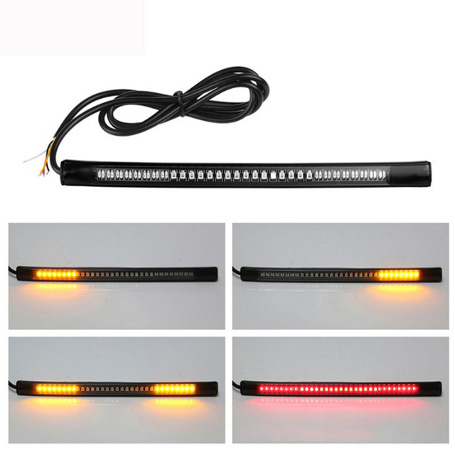 48 Led Universal Motorcycle LED Daytime Running Light Tail Brake Stop Turn Signal Lights Flexible LED Light Strip