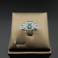 Bague de fiançailles et de mariage en argent sterling S925 avec moissanite rose de 1 carat, sertie de dentelle de luxe, style princesse carrée