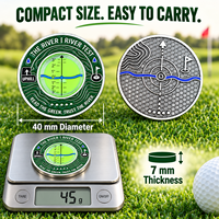 Lecteur de green de golf double face avec niveau à bulle, aide à l'alignement en métal pour le putting, accessoires de golf en gros, fourniture d'usine