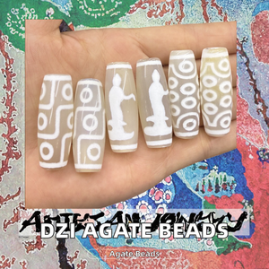 GemYa Wholesalen티베트 Dzi 비즈 흰색 마노 보석 만들기 타원형 우아하고 세심한 티베트 Dzi 비즈 - Product Image 2