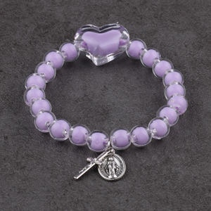 Perles Acryliques 8mm avec Bracelet Chapelet Coeur pour Enfants avec Croix et Médaille Miraculeuse - Product Image 6