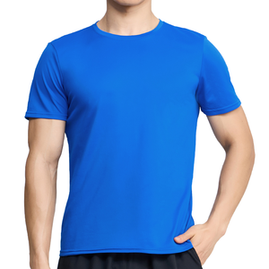 T-shirts pour hommes décontractés à manches courtes, bleu royal, à séchage rapide, respirants, imprimés, solides, coupe régulière, sport, course à pied, entraînement, fitness - Product Image 1