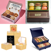 Boîte en papier d'emballage alimentaire pliante personnalisée, boîte d'emballage de bonbons pour gâteaux de Sushi cookies macarons donuts Takoyaki