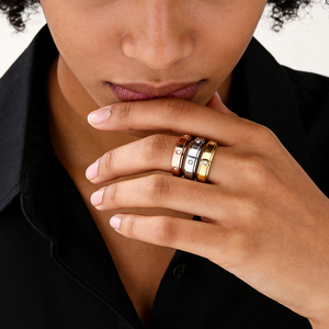Bague anti-stress rotative <span class=keywords><strong>en</strong></span> acier inoxydable avec zircon cubique pour hommes et femmes FY Fashion - Product Image 3