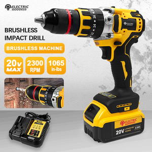 Elektrische Godin 23000 tpm Draadloze Slagboormachine Set Borstelloze Motor Industrieel/Doe-het-zelf Kwaliteit 3 Jaar Garantie Compatibel OEM - Product Image 1