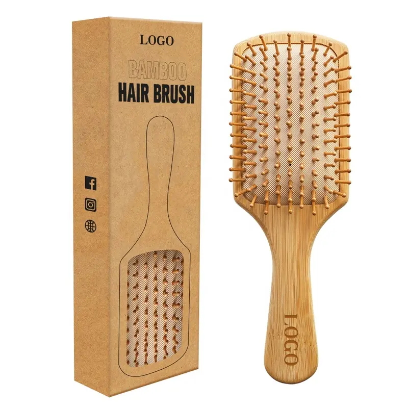 2023 100% natürliche Bambus produkte Airbag Hair Brush Bambus kamm