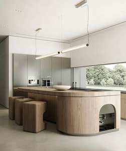 Meubles de cuisine en vente chaude, ensemble de cuisine, îlot en quartz, table, armoires de cuisine en bois massif, prêt à assembler - Product Image 4