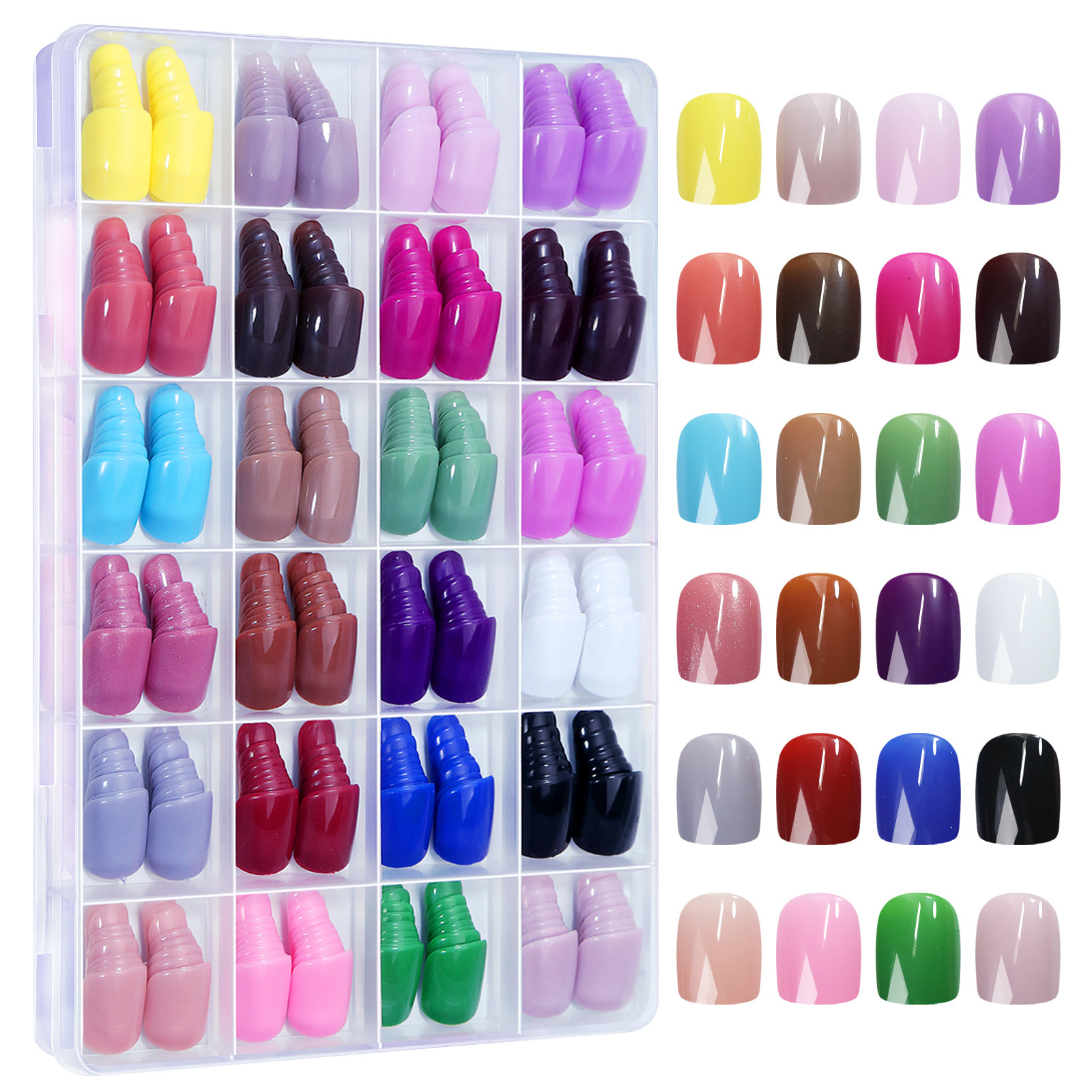 24 uñas de colores mixtos en rejilla 06