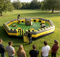 EASYFUN Factory Jeu de défi gonflable Meltdown Wipeout Challenge Wipeout Game avec balayeuse mécanique éliminatrice pour fête de famille