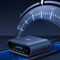 Chargeur multiport LDNIO Q17 100W GaN avec écran TFT et cordon d'alimentation détachable, pour approvisionnement en gros