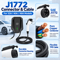 Borne de Recharge VE Murale J1772 Type 1 CA avec RFID, Prise et Câble de 5m pour Appartement, Parking, Domicile, Usage Commercial, OEM