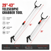 Outil de préhension extra long télescopique pour personnes âgées, avec large ouverture de griffes, outil de préhension robuste