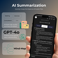 Grabadora de voz IA inteligente de 64GB con transmisión de datos de aplicación inalámbrica Integración ChatGPT Transcriptor de formato de audio WAV Función de nota