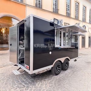 Remolque de comida móvil negro de 13 pies para venta, con dos ejes, para puestos de hot dogs. - Product Image 2