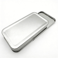 Boîte en métal argentée carrée coulissante pour cosmétiques, bonbons et aliments – Idéale pour le rangement