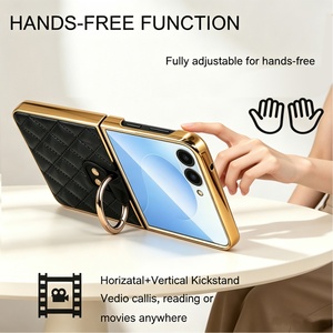 Fashion Electroplating PU Leather Phone Case for Samsung Z FliP 8 3 4 5 6 7 With Ring Front <b>Screen</b> <b>Protector</b> Shockproof Cover - Product Image 3