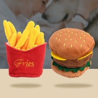 Nouveaux jouets en peluche pour animaux de compagnie écologiques, simulation de hamburger, dessin animé, jouet à mâcher résistant aux morsures