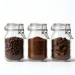 Expédition rapide, pots en verre de haute qualité au design moderne <span class=keywords><strong>pour</strong></span> le stockage des aliments, 360 ml, logo personnalisé, ouverture large, petits pots en verre <span class=keywords><strong>pour</strong></span> bonbons, miel, avec couvercles à clip - Product Image 1