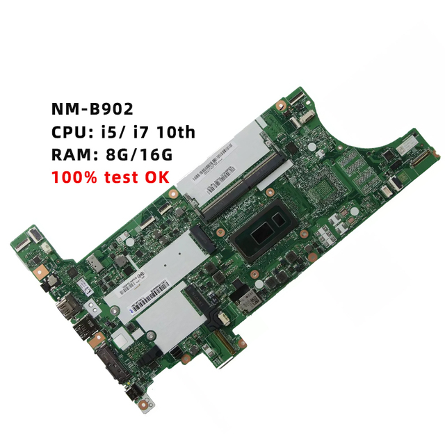 NM-B902 NMB902 for ThinkPad T490 T590 Laptop Motherboard. CPU:I5-10210U I7-10510U. 8GB/16GB-RAM.100% test OK.