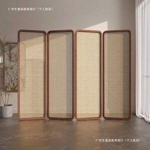 New Chinese Style Rattan <b>Screen</b> Partition Folding Solid Wood Room Divider For Living Room Office Entrance - Product Image 5
