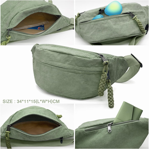 Marsupio a tracolla borse Casual a tracolla Multi Zip tasche con spalline regolabili da donna e da uomo borsa a tracolla in velluto a coste - Product Image 2