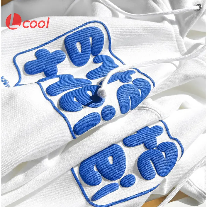 Lcool OEM high quality oversized men's sweatshirts & hoodies fall 2022 custom 3d puff printing hoodies