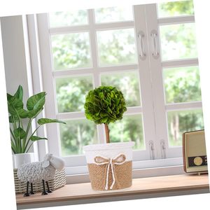 Petit panier à plantes <span class=keywords><strong>en</strong></span> <span class=keywords><strong>corde</strong></span> de papier-Panier enroulé tissé pour couvercle de <span class=keywords><strong>pot</strong></span> de fleur décoratif et organisation de la maison-Beige - Product Image 3