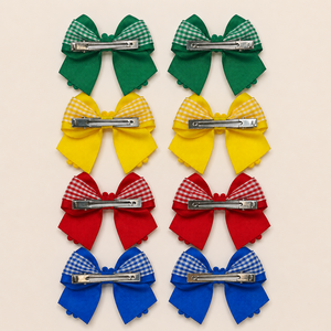 Ingrosso 2 Pezzi Fiocchi per Capelli <span class=keywords><strong>a</strong></span> Quadretti 6 Colori, Fermagli per Capelli in Grosgrain con Fiore e Perla, Accessori per Capelli per Ragazze per il Ritorno <span class=keywords><strong>a</strong></span> Scuola, Confezione Multipla - Product Image 6