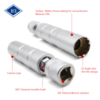 Prise de bougie d'allumage magnétique pivotante à 360 degrés, entraînement de 3/8 pouces à paroi mince de 14mm 16mm