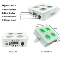 Paquete de 10 Unidades: 4 Focos LED Inalámbricos DMX RGBWAUV de 18W con Batería, Estuche de Carga, Control por Aplicación, Iluminación para Bodas, Eventos y Escenarios
