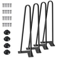Pieds de table sophistiqués en acier allié noir mat robuste de 16 pouces pour table de chevet et table basse