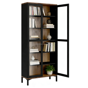 Modernes <span class=keywords><strong>2</strong></span>-Türiges Holz-Bücherregal Minimalistisches Bücherregal für Wohnzimmer Heimbüro Ausstellung - Product Image 2